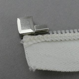 Metall Endkasten / Headbox für teilbare Spiralreißverschlüsse (Opti, YKK, Pascal) 5mm - metall silber glänzend