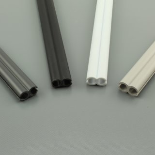 Kunststoff - Kederverbundprofil - Doppelkederschiene 7,5mm - 1,0m - schwarz