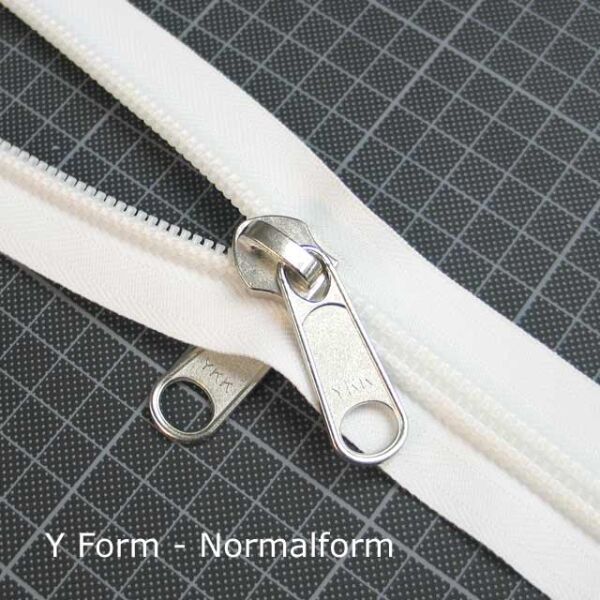 YKK 100cm -Y Form - 1 Einfachzipper - weiß