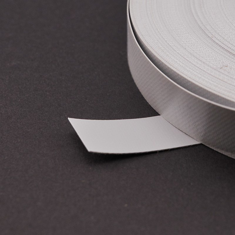 Einfassband Polyester beidseitig PVC beschichtet B1 Breite 20mm Grau für Marki..