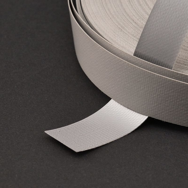 Einfassband Polyester beidseitig PVC beschichtet B1 Breite 20mm Grau für Marki..