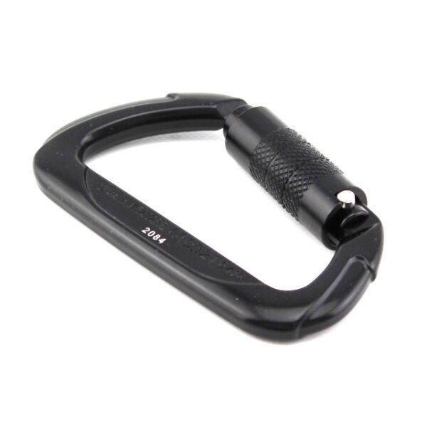 Karabiner D Connector mit TwistLock Verschluss 30KN  EN362 - EN 12275  schwarz