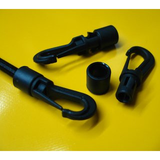 Gummiseilhaken - Karabinerhaken - 6mm - schwarz