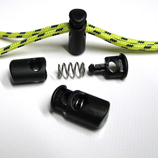 Kordelstopper 2x3mm | rostfreie Feder | schwarz