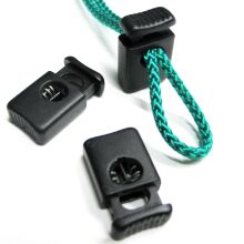 Kordelstopper 2x4mm | Doppelfeder | schwarz