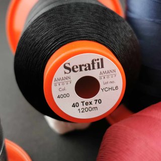 Amann - Serafil Polyestergarn 40er Stärke  1200m Rolle schwarz Fb.4000