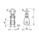 Umlenkrolle - Edelstahlblock / Seilrolle 25mm V2A inkl. Gelenk und Wirbel
